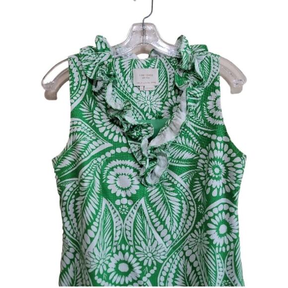 Kate Spade Bonnie Green and White BotanicalFloral Ruffle Dress sz small - Picture 4 of 9